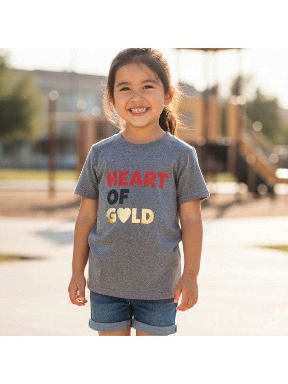 Cat & Jack M 8/10 Shirt Girls Heart Of Gold T-Shirt Casual Top Kids Top Tee